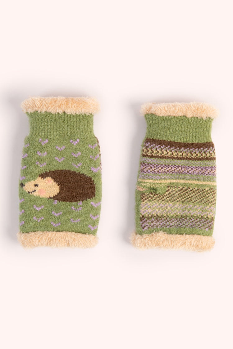 HEDGEHOG WRIST WARMERS - SAGE