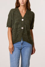 Pointelle Knit Short Sleeve Cardigan