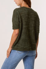 Pointelle Knit Short Sleeve Cardigan