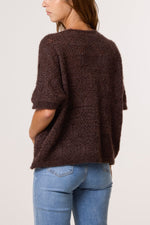 Pointelle Knit Short Sleeve Cardigan