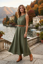 SLEEVELESS BACK TIE MAXI DRESS