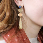 Golden worn finish geometric drop earrings 3839