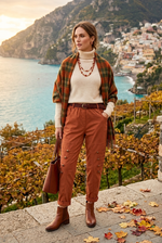 Elasticated Military Button Detail Trousers – Made in Italy