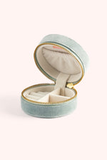 ROUND VELVET JEWELLERY BOX - SWOOPING SWALLOWS