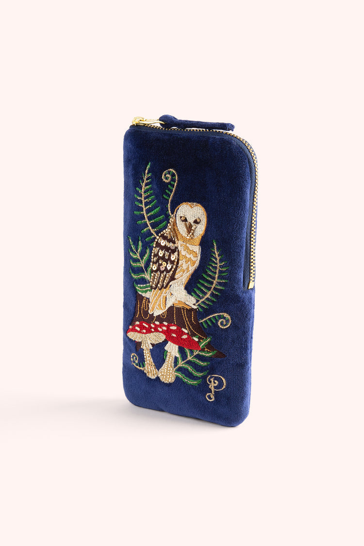 VELVET SUNGLASSES POUCH - WOODLAND OWL