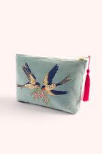 VELVET ZIP POUCH - SWOOPING SWALLOWS
