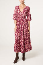 Bright Paisley Magic Dress – Burgundy