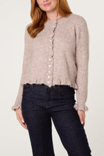 Ruffled Trim Button-Through Cardigan