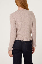 Ruffled Trim Button-Through Cardigan