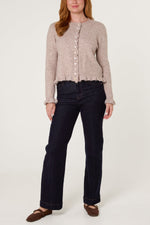 Ruffled Trim Button-Through Cardigan