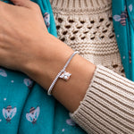 Silver plated fine bead bracelet with rose gold heart and bee