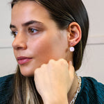 Golden and pink square crystal drop earrings
