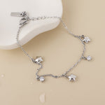 Contstance stainless steel platinum plated stars and crystals station bracelet