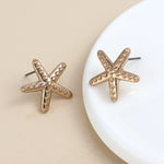 Golden single starfish stud earrings