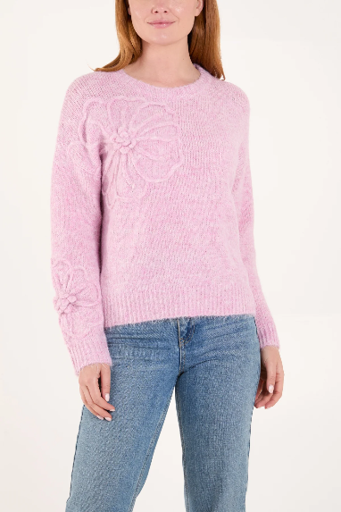 EMBROIDERED FLOWER KNIT JUMPER