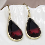 Golden garnet coloured teardrop earrings 3837