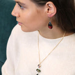 Golden garnet coloured teardrop earrings 3837