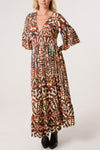 KALEIDOSCOPE PRINT SHIRRED STRETCH DRESS