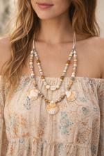 Beach Shell & Bead Double Layer necklace