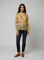 Chic Floral High-Neck Sheer Blouse