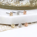 Triple star rose gold, silver and crystal earring set 3225