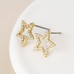 Golden pave crystal star stud earrings