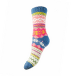 Blue Heeled Multi Coloured Wool Blend Socks WS548