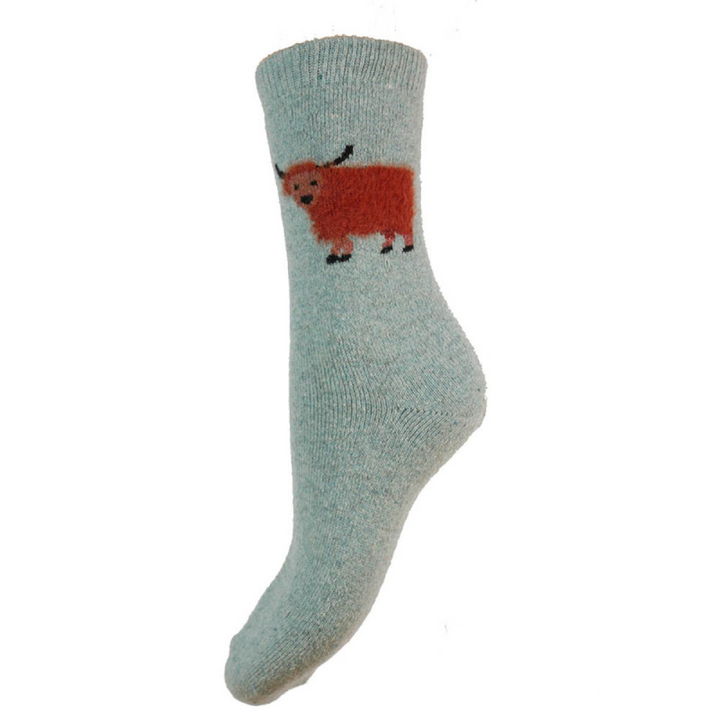 LIGHT BLUE FLUFFY COW WOOL BLEND SOCKS WS580