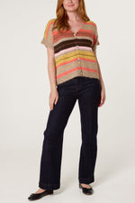 MULTICOLOUR STRIPED BUTTON-THROUGH KNITTED VEST