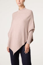 MOCHA ASYMMETRIC PONCHO JUMPER