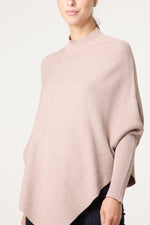 MOCHA ASYMMETRIC PONCHO JUMPER