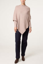 MOCHA ASYMMETRIC PONCHO JUMPER