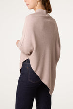 MOCHA ASYMMETRIC PONCHO JUMPER