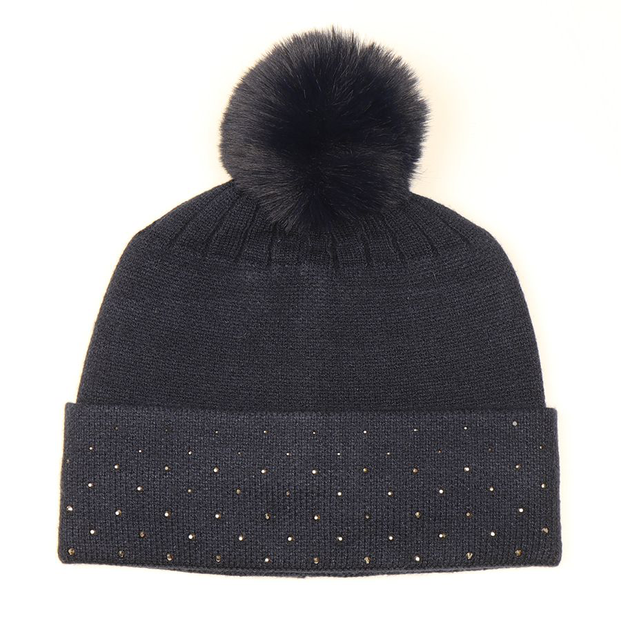 Black embellished bobble hat 40553