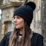 Black embellished bobble hat 40553