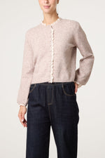 Broderie Anglaise Trim Knitted Cardigan