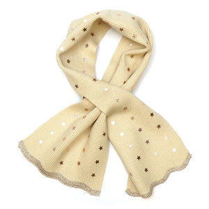 Cream recycled blend metallic stars pull through scarf