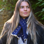 Navy recycled blend metallic stars pull through scarf