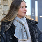 Grey recycled blend metallic stars pull through scarf