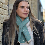 Sea foam recycled blend metallic stars pull through scarf