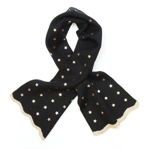 Black recycled blend metallic stars pull through scarf