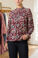Floral Frilled Neck Smock Top
