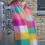 Yellow and pink mix recycled blend check scarf