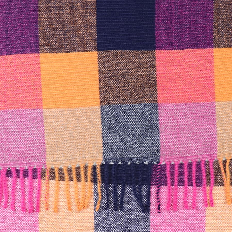 Rust and pink mix crinkle check scarf