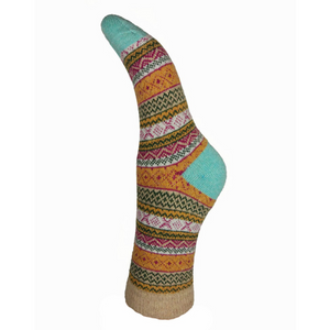 Teal heel Fairisle socks WS073 4-7