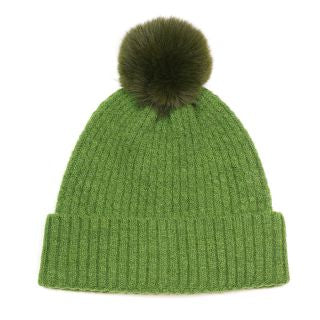 Recycled blend classic green bobble hat 49547