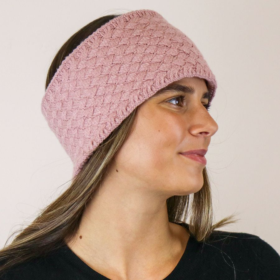 Cosy pink textured knit headband 40550