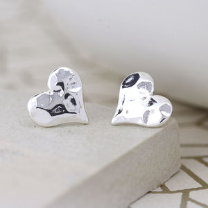 Hammered Heart Stud Earrings 1416