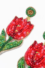 RED TULIP EARRINGS