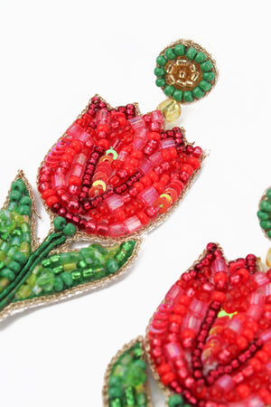 RED TULIP EARRINGS
